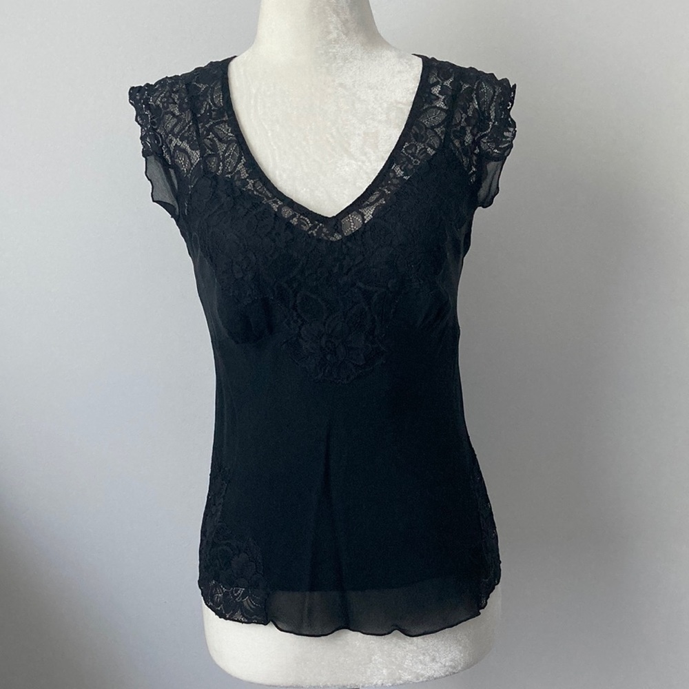 Express Black Laced Sheer Top
